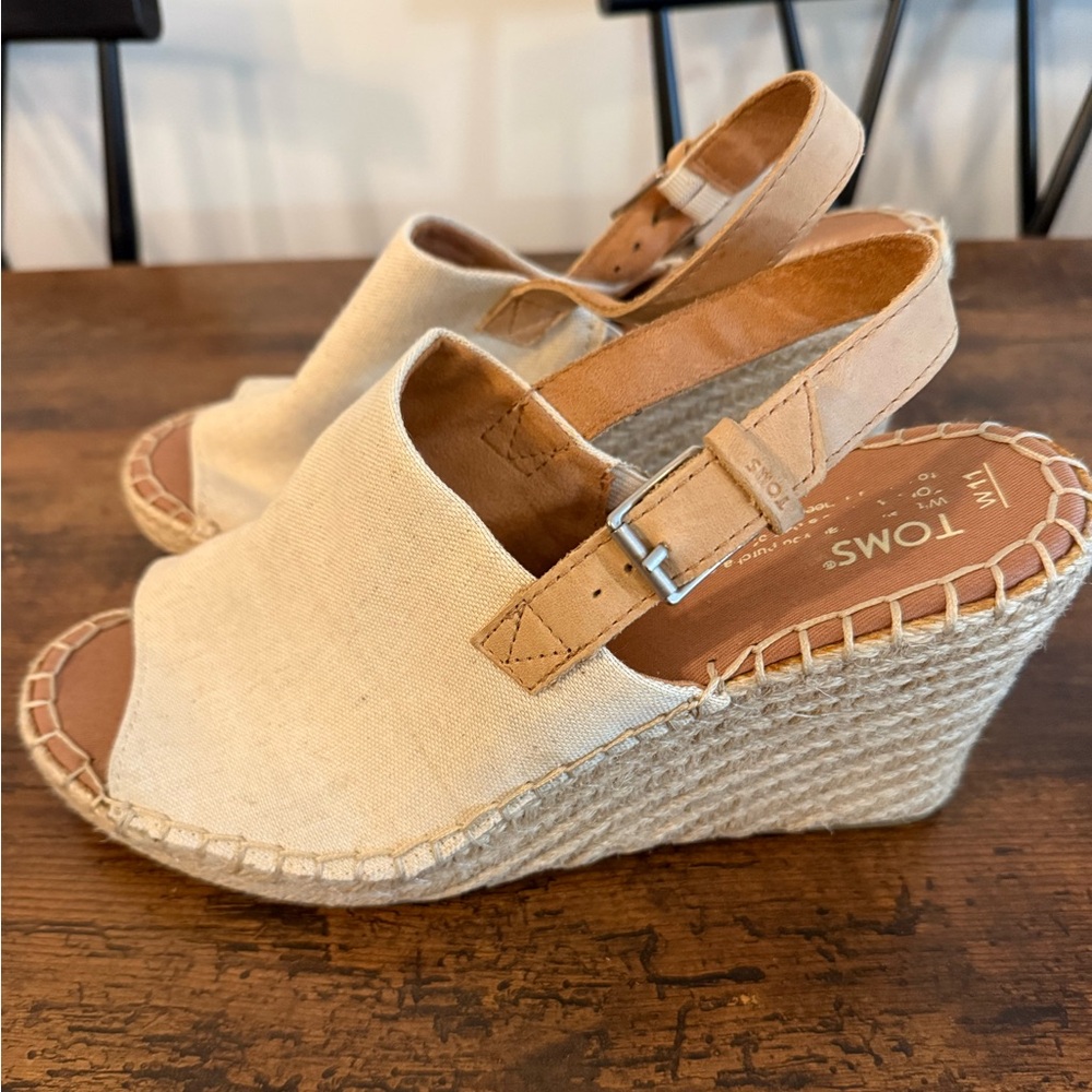 Toms Beige Wedge Sandals